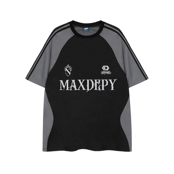T-shirt bicolore imprimé lettres, manches courtes, homme, oversize, décontracté, séchage rapide, sport
