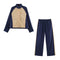 Splicing color zipper stand up collar jacket jacket+pants set for women