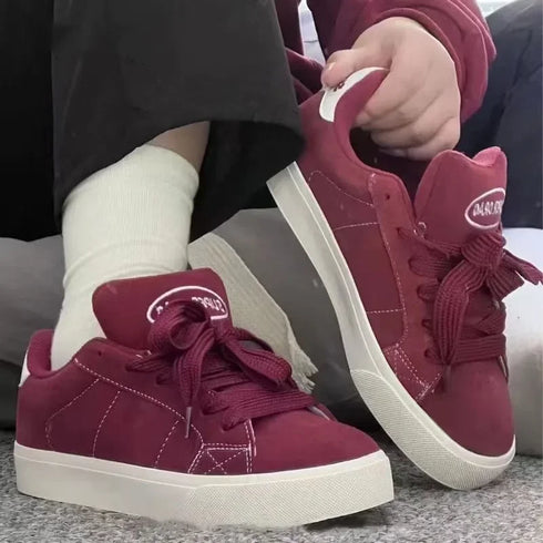 Fashion Lace-up Chunky Sneakers Spring Skateboard Shoes for Women Casual Tenis Woman Street Platform Vulcanized Shoes