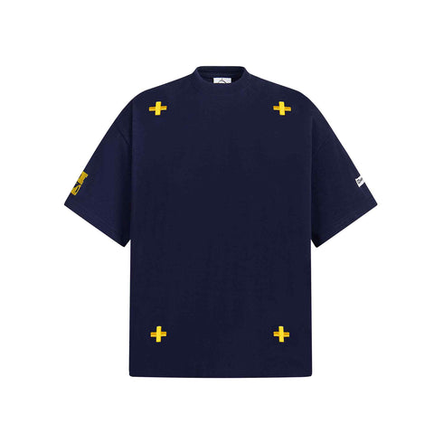 Style Embroidered Cross Short Sleeve T-Shirt Men Oversize Casual Versatile Couple Top