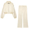 Zipper stand up collar pilot jacket+pants set