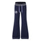 Pantalon de jogging évasé taille basse pour femme, coupe ajustée, ceinture rayée brodée