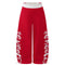 Wide Leg Sweatpants, Color Block Waistband Side Letter Print Loose Draped Casual Pants