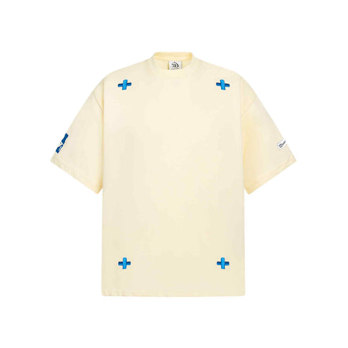Style Embroidered Cross Short Sleeve T-Shirt Men Oversize Casual Versatile Couple Top
