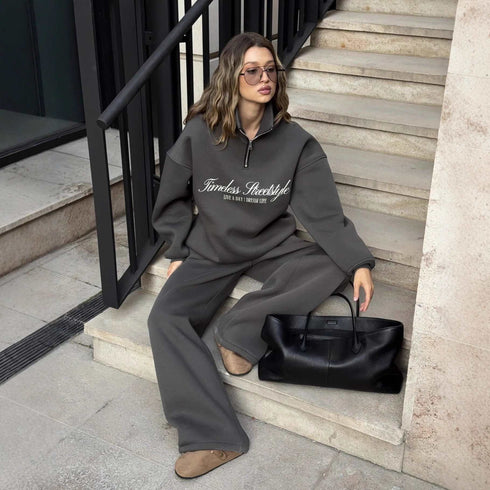 Oversize Letter Print Long Sleeve Hoodie and Pants Casual Set, Two-Piece Sweatshirt and Sweatpants Outfit