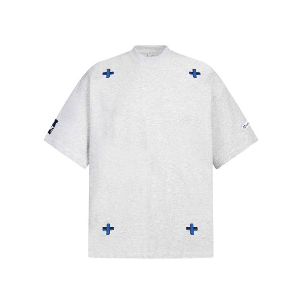 T-shirt croix brodée, manches courtes, homme, oversize, décontracté, polyvalent, couple