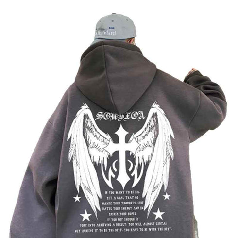 Cross Cross Wings Hoodie Men Autumn Winter Fashion Brand Heavyweight Couple Oversize Casual Hooded Jacket
