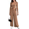Textured Long Sleeve Tie Women's Two-Piece Set