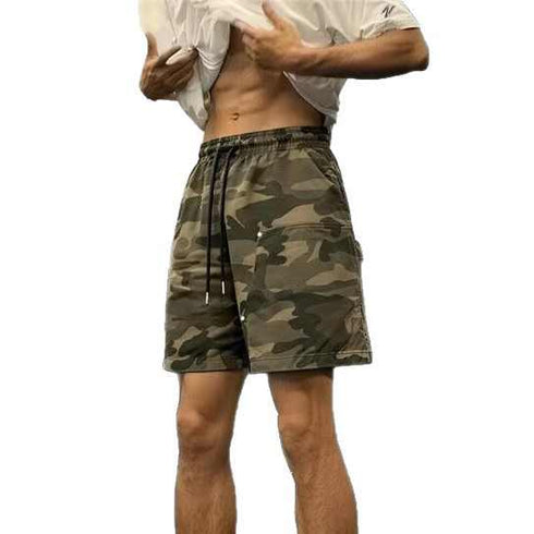 Camouflage Cargo Shorts for Men, Loose Fit Mid-Length Pants