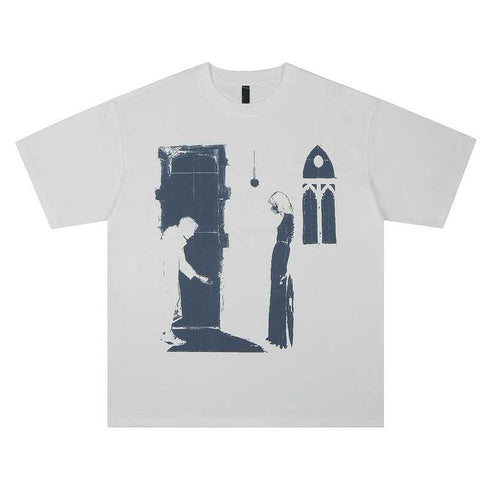 Print Short Sleeve T-Shirt for Men and Women Oversize Casual Couple