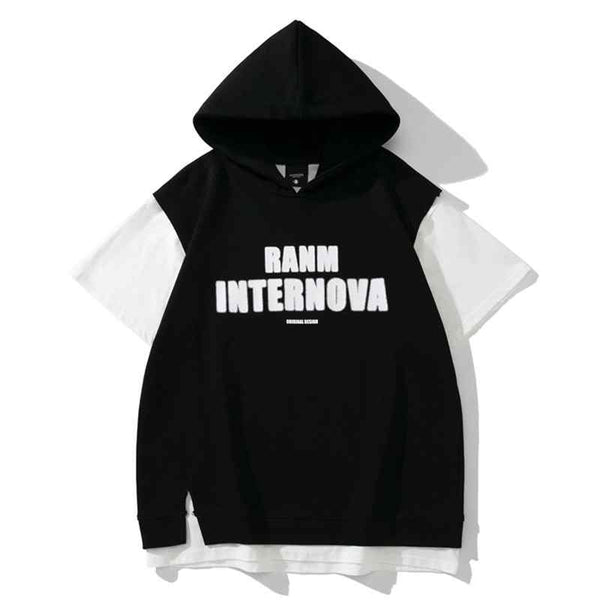 Original Streetwear Hooded Student Loose Oversize Short Sleeve T-Shirt Men