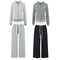 Women's Gray Striped Sweatshirt and Wide Leg Sweatpants Casual Loose Two-Piece Set