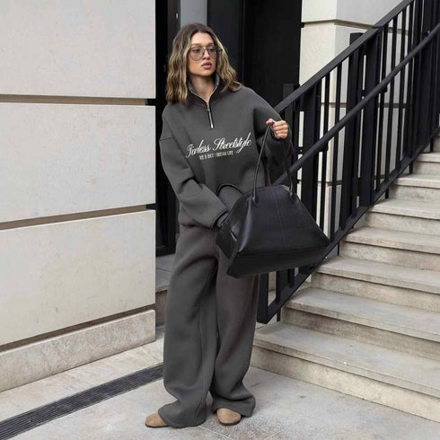 Oversize Letter Print Long Sleeve Hoodie and Pants Casual Set, Two-Piece Sweatshirt and Sweatpants Outfit