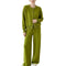 Zipper knit sweater wide leg straight leg pants solid color two-piece set