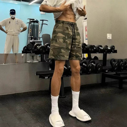Camouflage Cargo Shorts for Men, Loose Fit Mid-Length Pants
