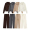 Zipper large collar knitted sweater+pants set for women