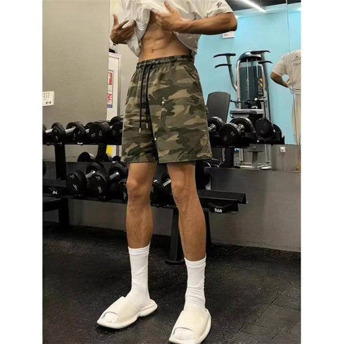 Camouflage Cargo Shorts for Men, Loose Fit Mid-Length Pants