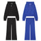 Zipper hooded double-sided fabric hoodie+pants set