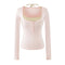Long Sleeve Crop Henley Top with Halter Neck Built-in Chest Pads