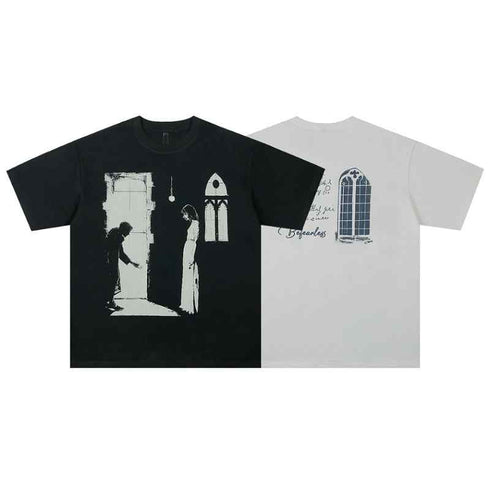 Print Short Sleeve T-Shirt for Men and Women Oversize Casual Couple