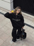 Oversize Letter Print Long Sleeve Hoodie and Pants Casual Set, Two-Piece Sweatshirt and Sweatpants Outfit