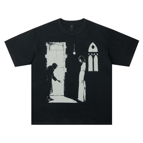 Print Short Sleeve T-Shirt for Men and Women Oversize Casual Couple