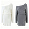 Robe en maille tricotée slim fit épaules dénudées, taille cinée et fente – Style casual chic
