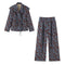 Modern polka dot belt suit+pants suit for women