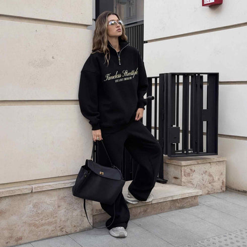 Oversize Letter Print Long Sleeve Hoodie and Pants Casual Set, Two-Piece Sweatshirt and Sweatpants Outfit