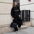 Oversize Letter Print Long Sleeve Hoodie and Pants Casual Set, Two-Piece Sweatshirt and Sweatpants Outfit