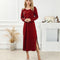 Robe mi-longue vintage imprimé léopard, col rond et manches longues – Style casual japonais et coréen