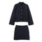Wave hem knitted jacket+half skirt set for women