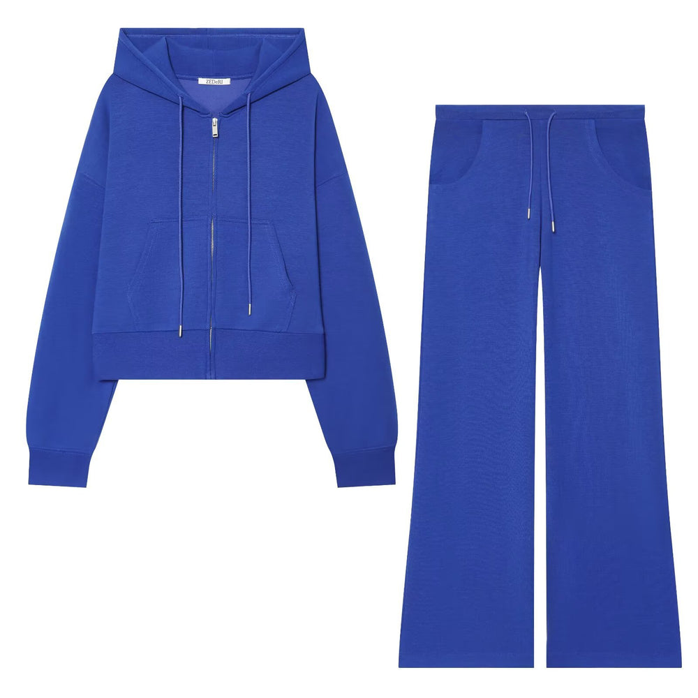 Zipper hooded double-sided fabric hoodie+pants set — autre détail