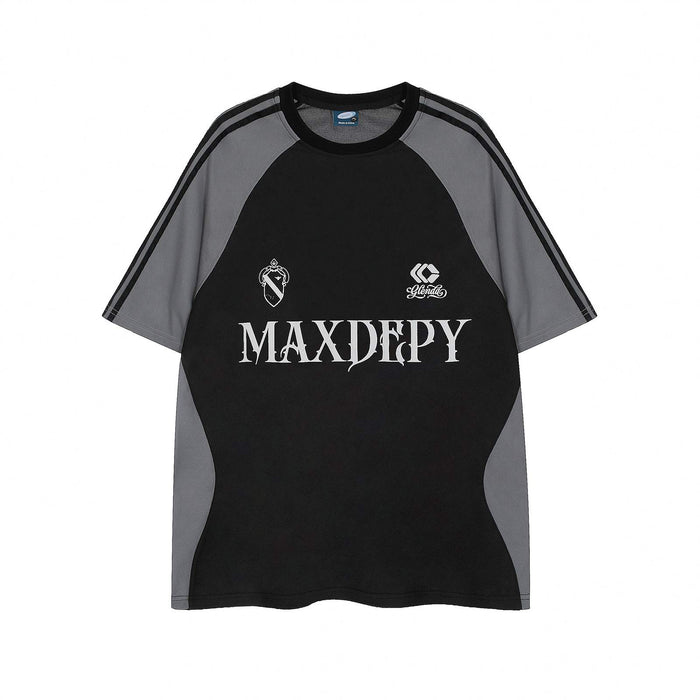 T-shirt Bicolore Oversize Homme – Séchage Rapide, Imprimé Lettres, Sport & Loisir