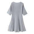 Simple and slimming short sleeved knitted dress — coloris Gray