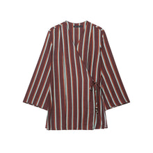 Détail produit — Deep V-neck double breasted striped jacket+pants set for women