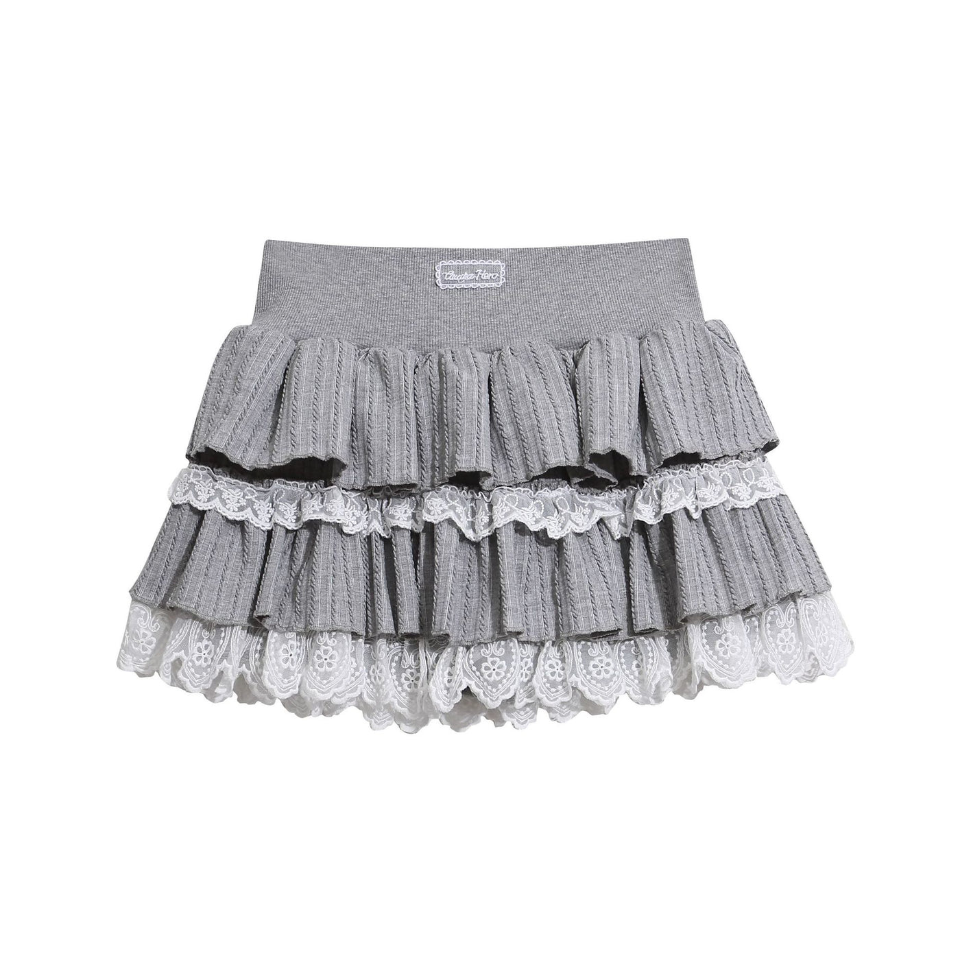 Lace Decorative Skirt, Elastic Waist Slimming Sweet Girl Chic Mini Skirt — Vue produit