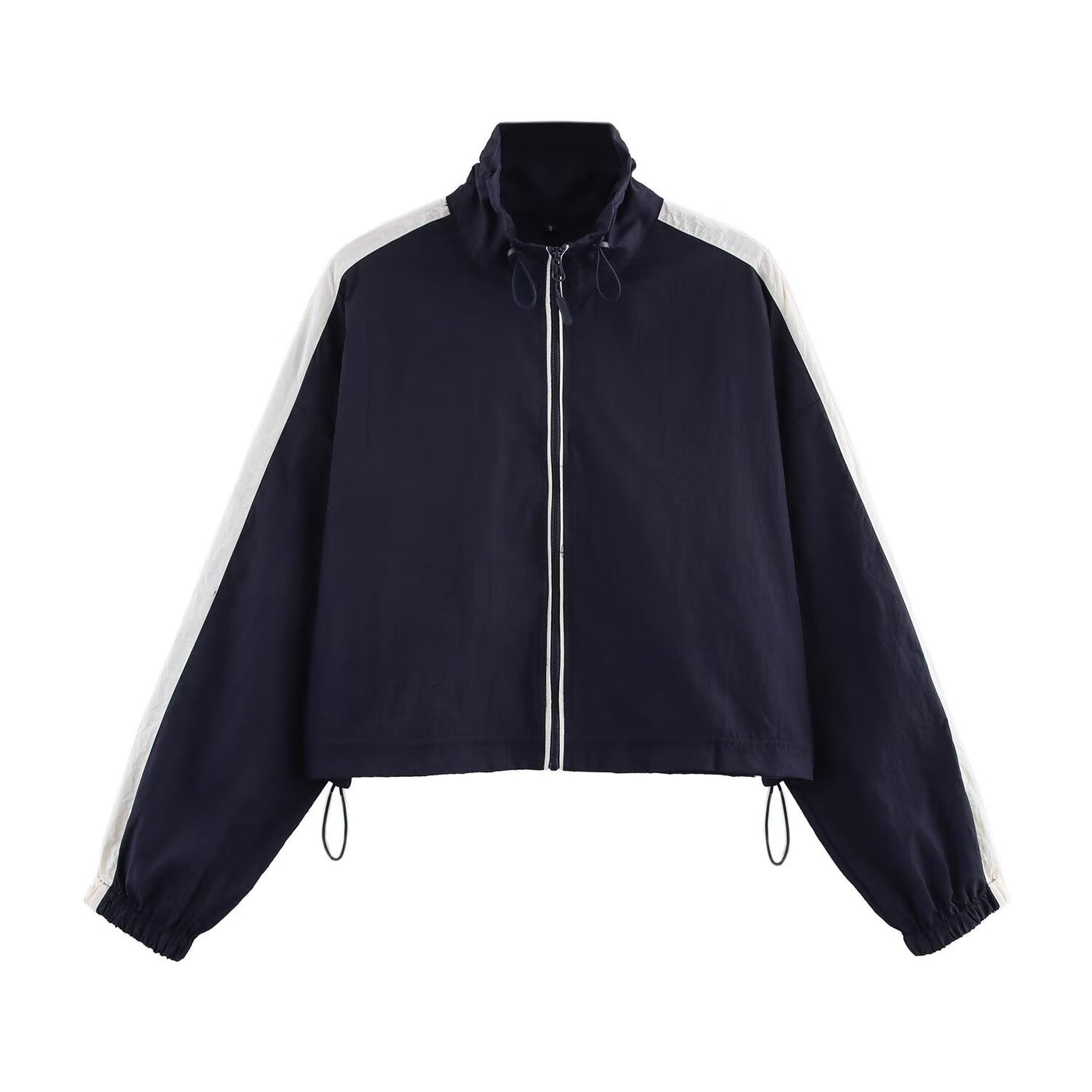 Sport Color-Block Lines Cropped Loose Jacket and A-Line Short Skirt Set — Vue produit