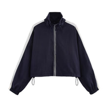 Vue produit — Sport Color-Block Lines Cropped Loose Jacket and A-Line Short Skirt Set
