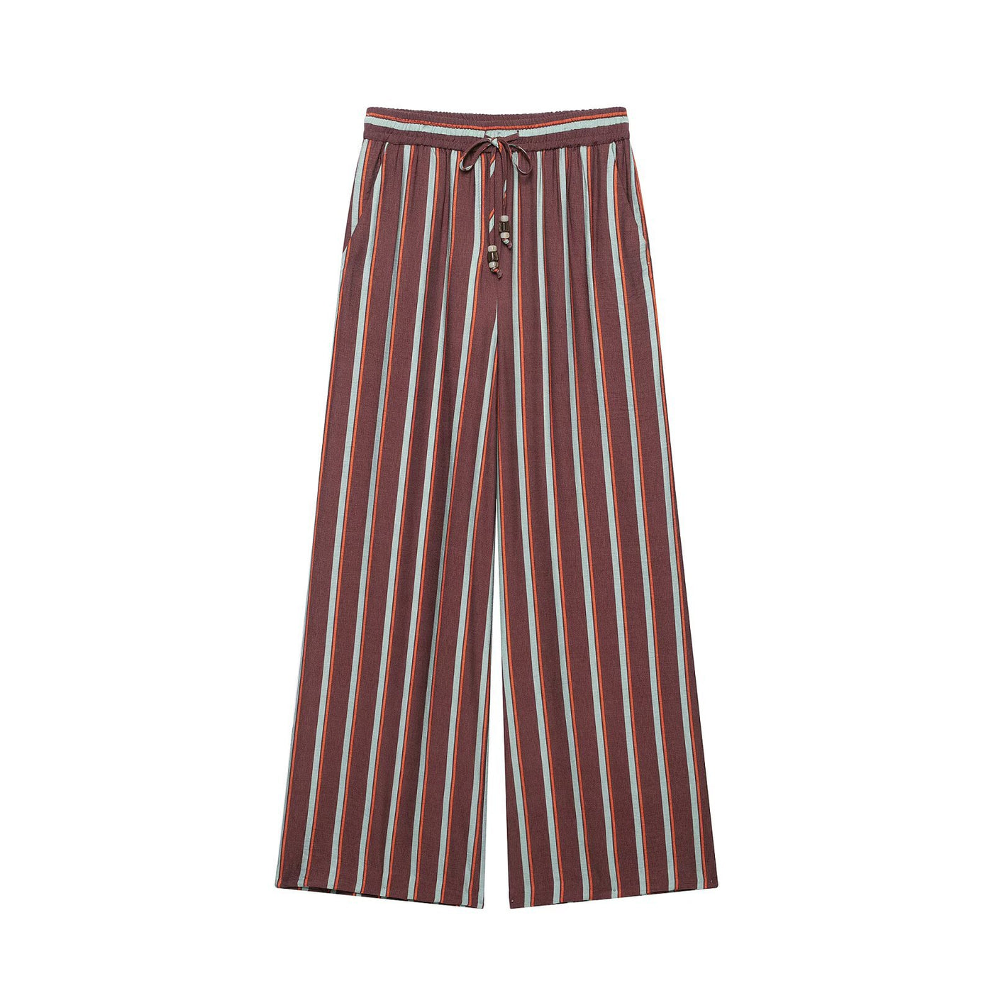 Deep V-neck double breasted striped jacket+pants set for women — Détail produit