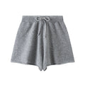 Solid Color Round Neck Relaxed Fit Knit Top and Shorts Set for Women — coloris Gray Shorts