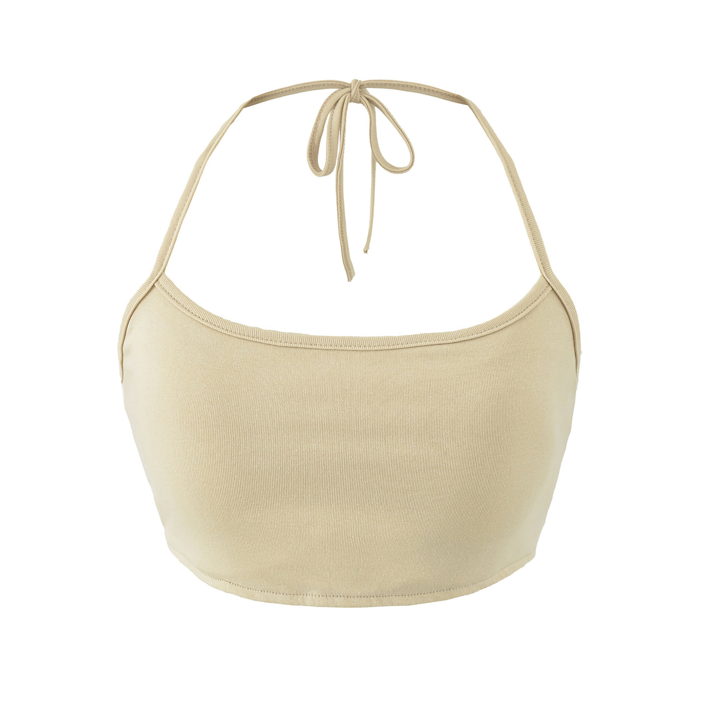 Long Sleeve Crop Henley Top with Halter Neck Built-in Chest Pads — Vue produit