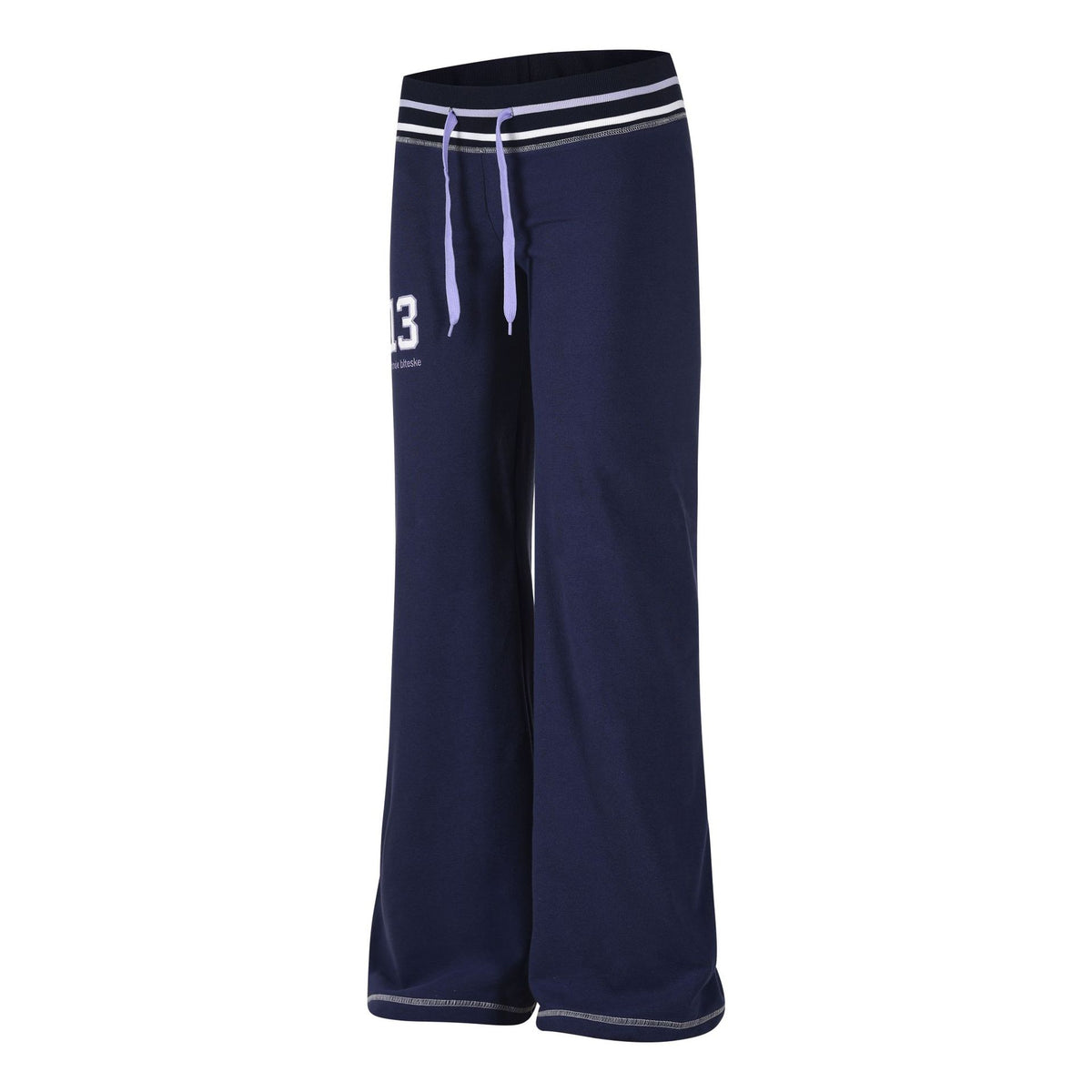 Pantalon de jogging évasé taille basse pour femme, coupe ajustée, ceinture rayée brodée