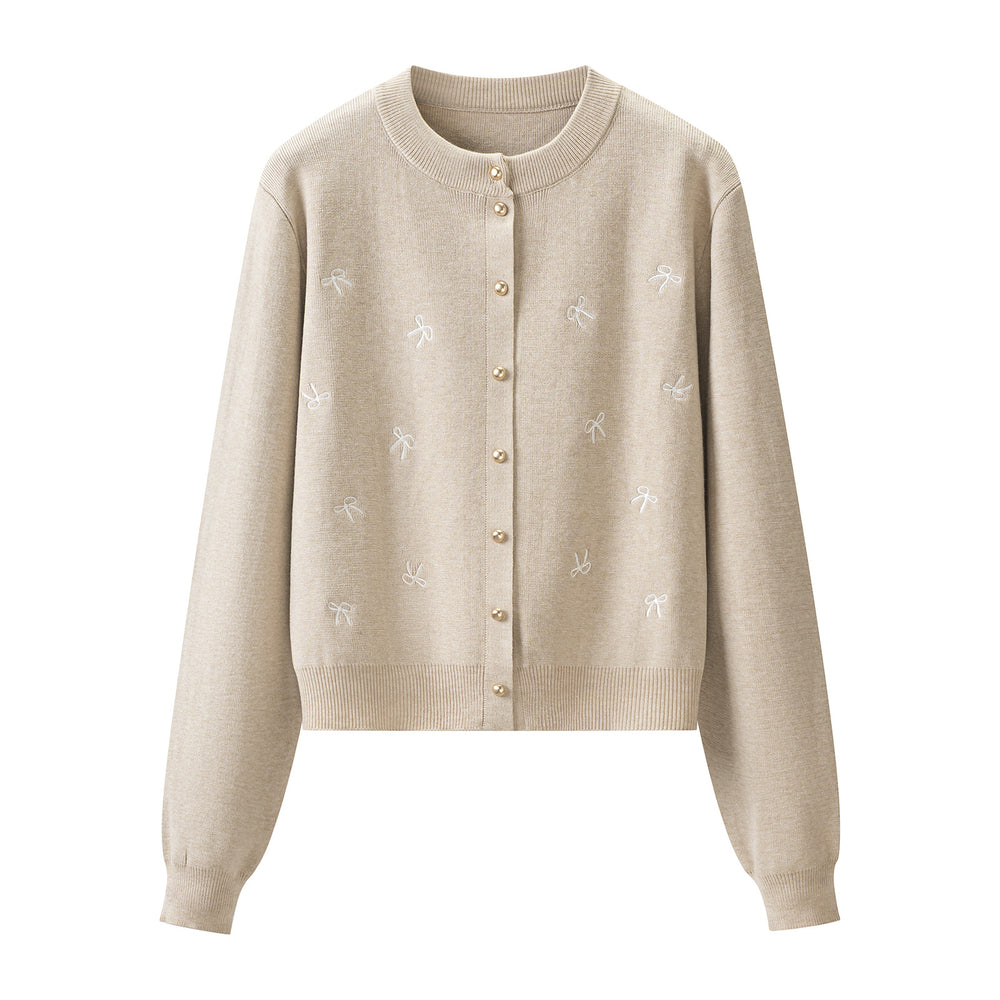 Women's Embroidered Long Sleeve Knit Cardigan and A-Line Mini Skirt Two-Piece Set — autre détail