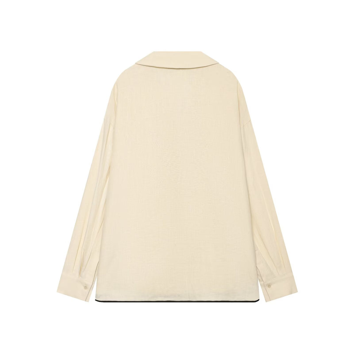 Linen trimmed long sleeved shirt+pants set for women