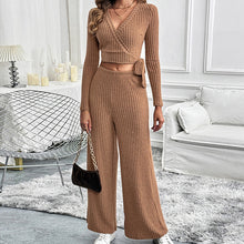 Détail produit — Textured Long Sleeve Tie Women's Two-Piece Set
