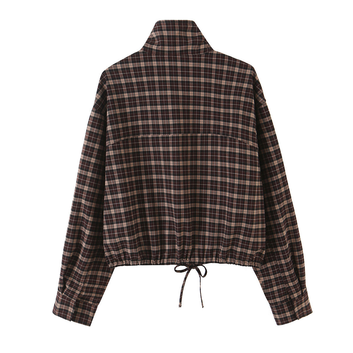 Loose zipper plaid jacket+skirt pants set for women