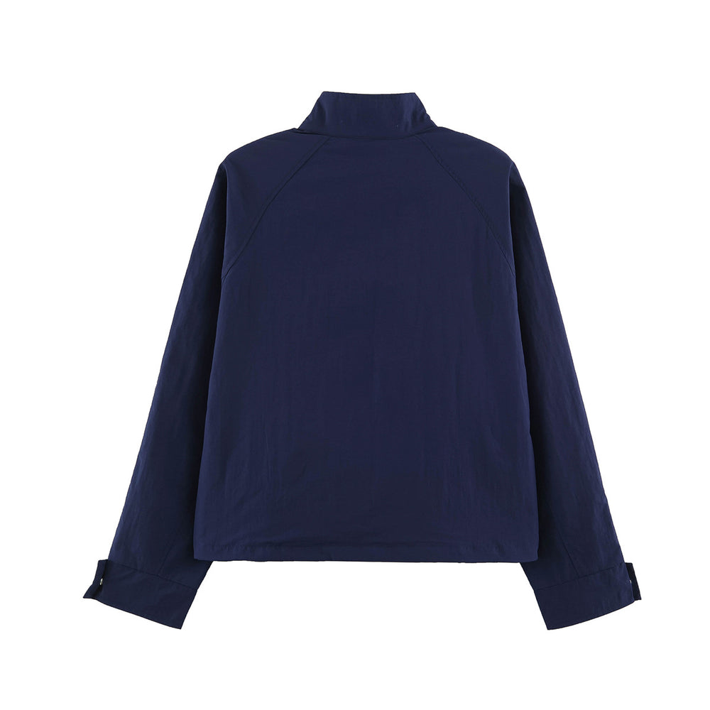 Splicing color zipper stand up collar jacket jacket+pants set for women — autre détail