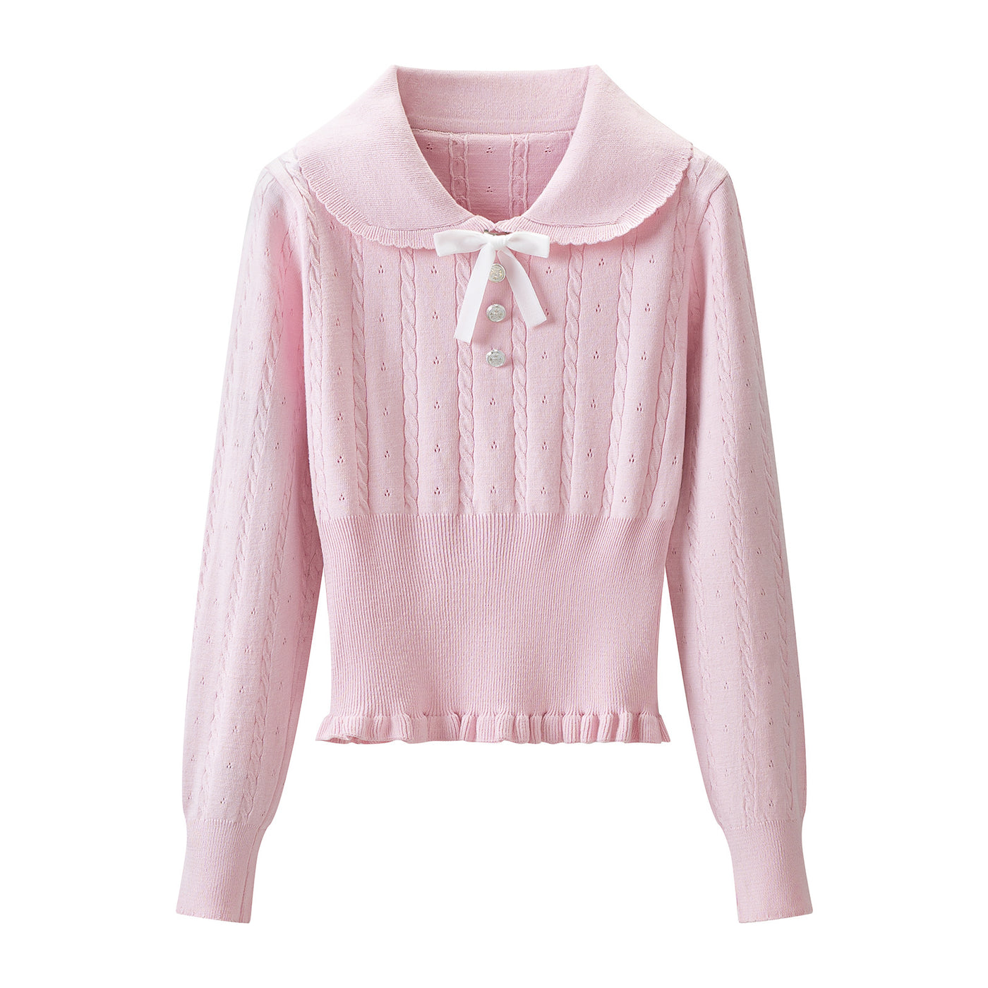 Pink Long Sleeve Knit Sweater Skirt Set for Women Autumn Winter — Détail produit