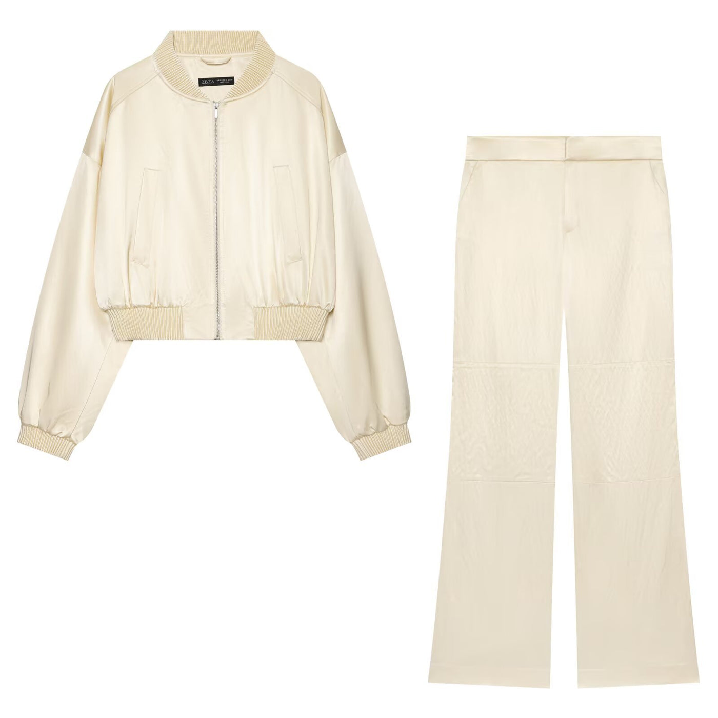 Zipper stand up collar pilot jacket+pants set — Vue produit